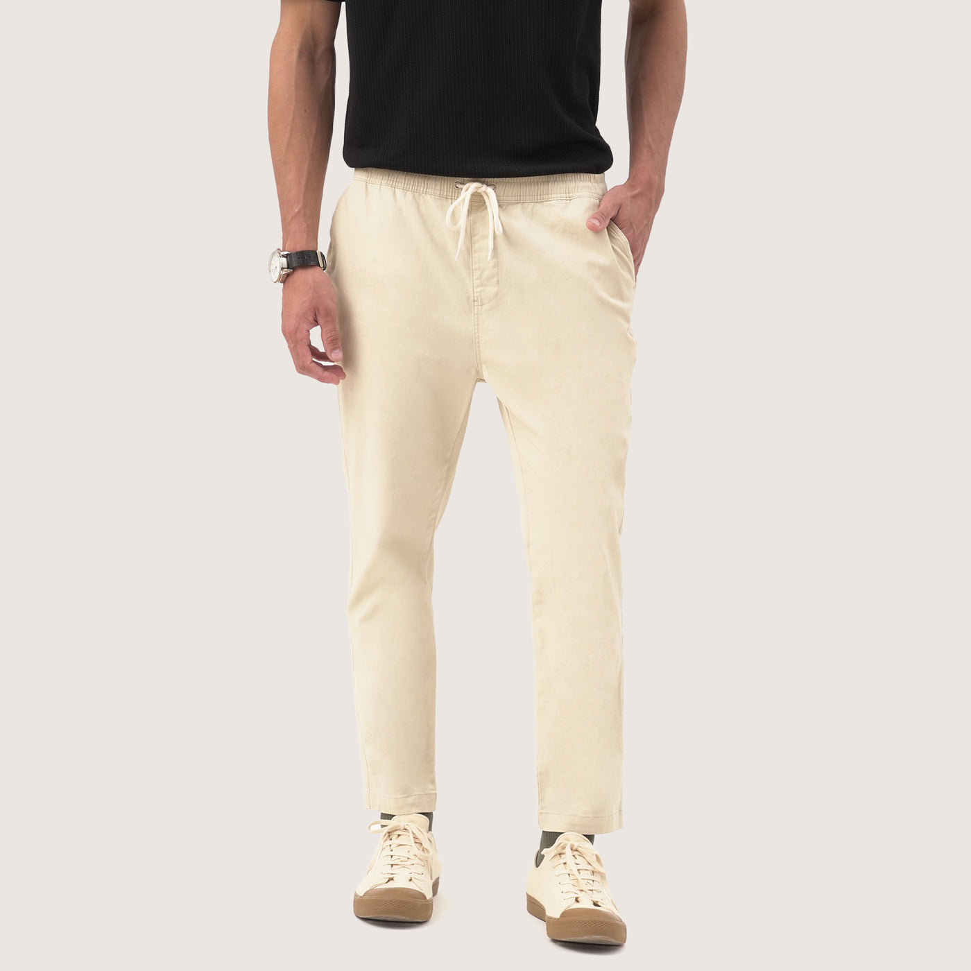 Woven Slim Fit Drawstring Trousers