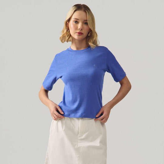 Round Neck Ribbed T-Shirt