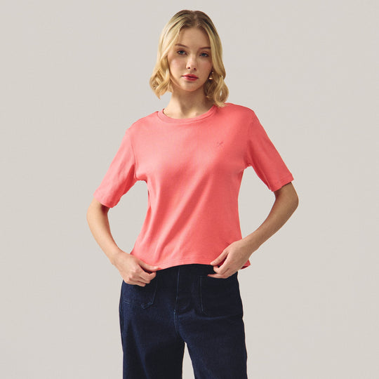 Round Neck Ribbed T-Shirt