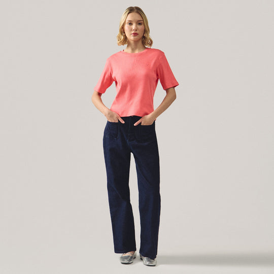 Round Neck Ribbed T-Shirt