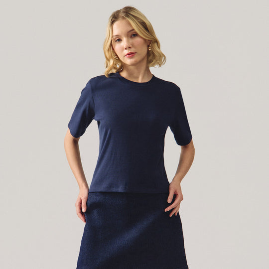 Round Neck Ribbed T-Shirt