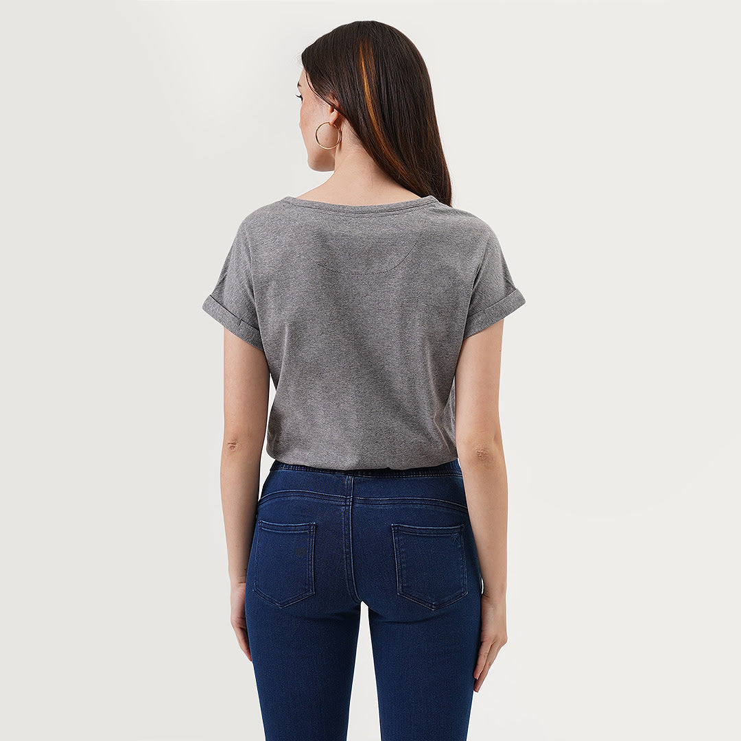 Split Neckline Tee with Pocket