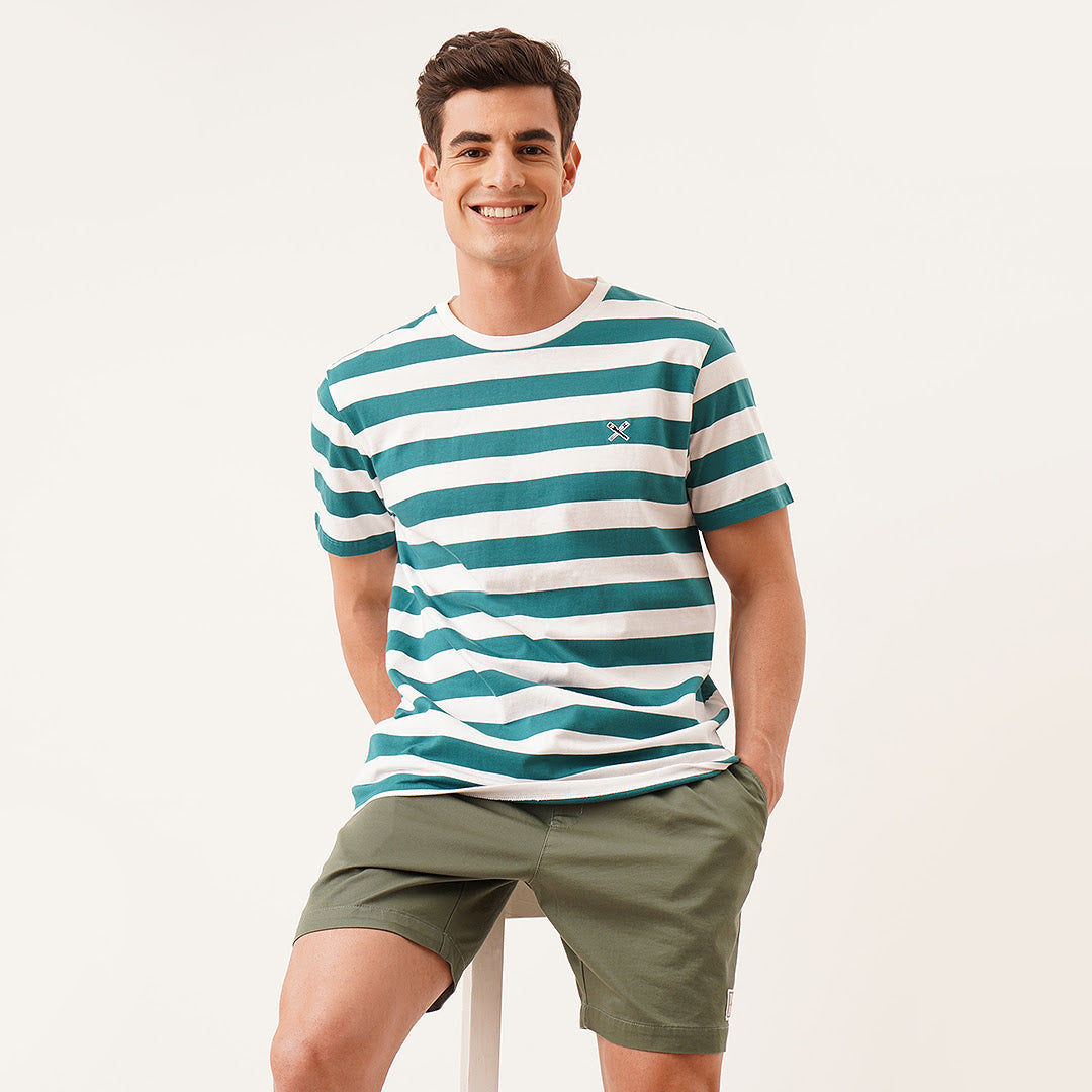 Regular Fit Round Neck T-Shirt In Stripes