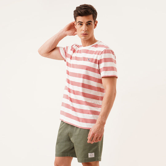 Regular Fit Round Neck T-Shirt In Stripes