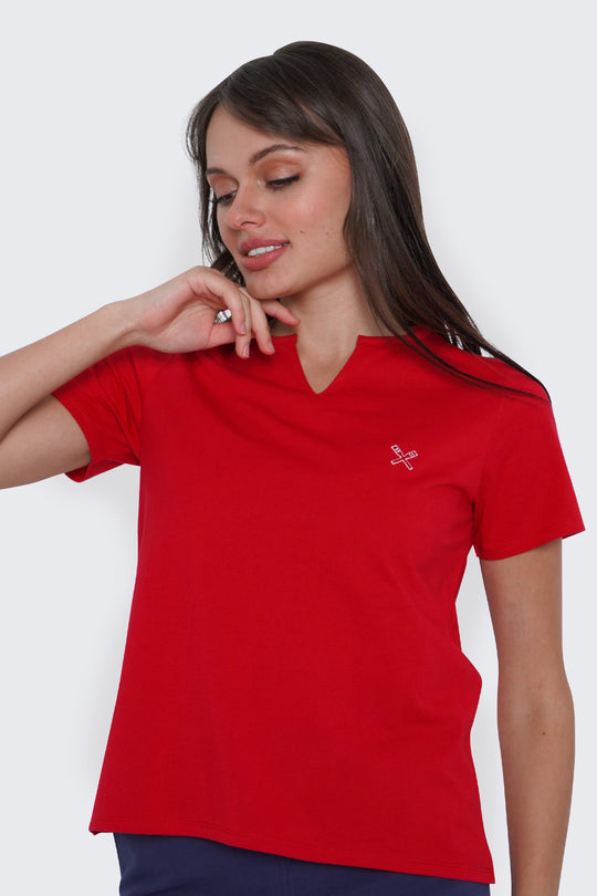 Round Split Neckline T-Shirt