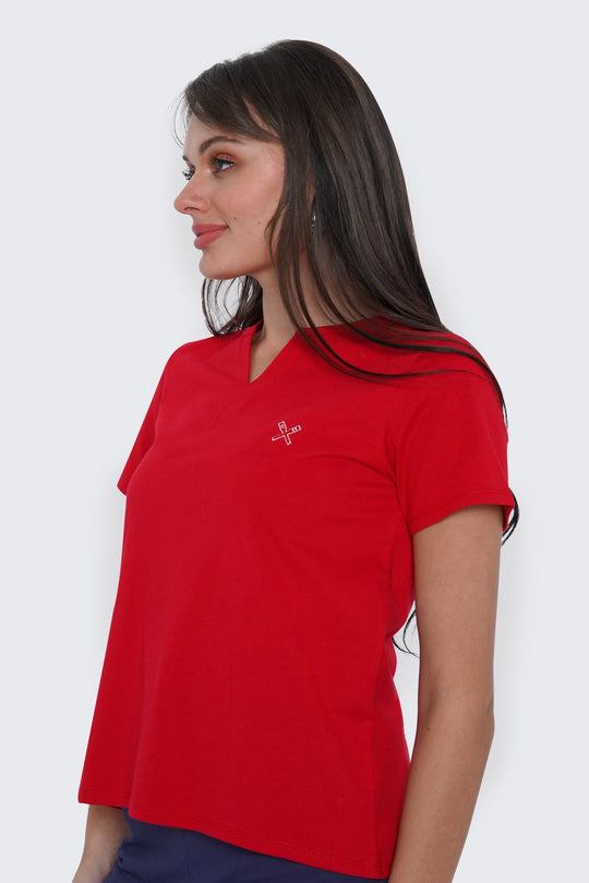 Round Split Neckline T-Shirt