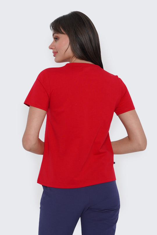 Round Split Neckline T-Shirt