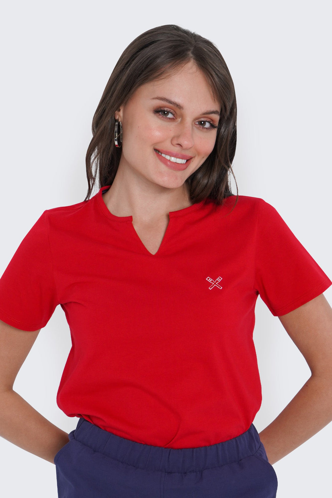 Round Split Neckline T-Shirt