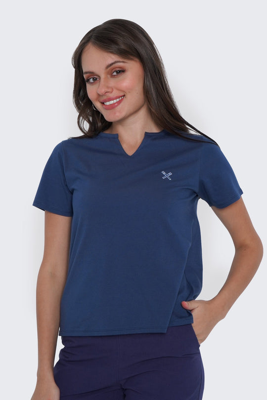Round Split Neckline T-Shirt