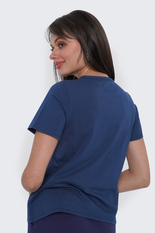 Round Split Neckline T-Shirt