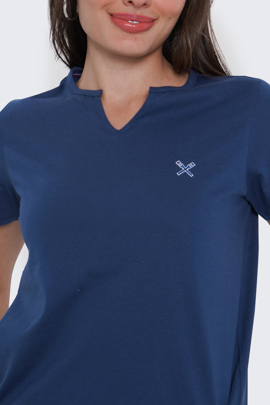 Round Split Neckline T-Shirt
