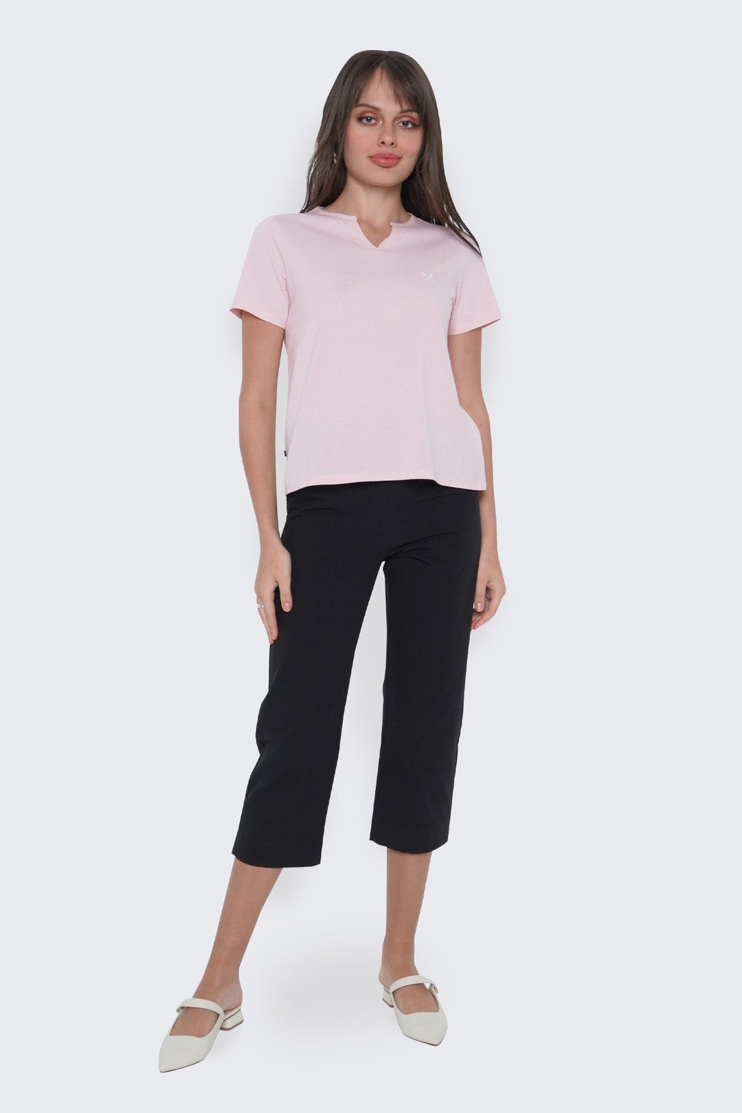 Round Split Neckline T-Shirt