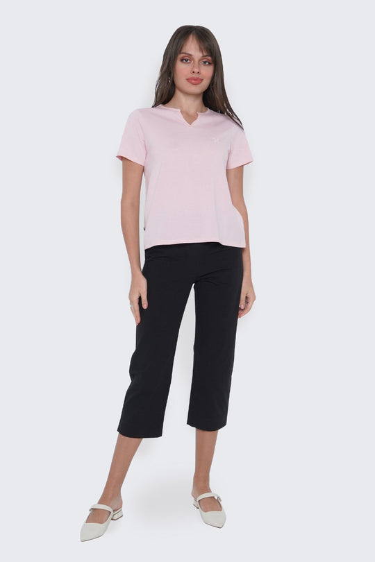 Round Split Neckline T-Shirt