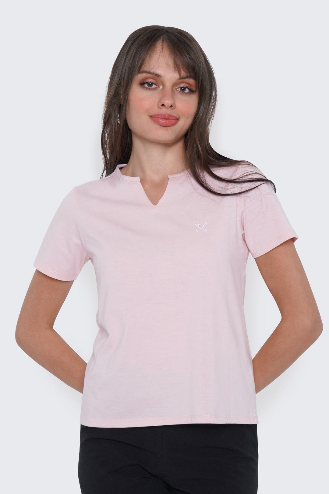Round Split Neckline T-Shirt