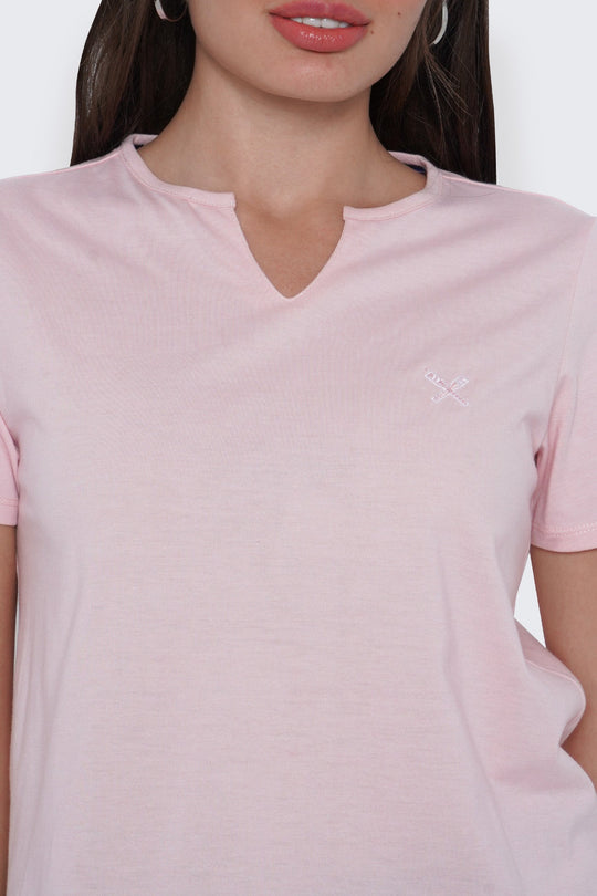 Round Split Neckline T-Shirt