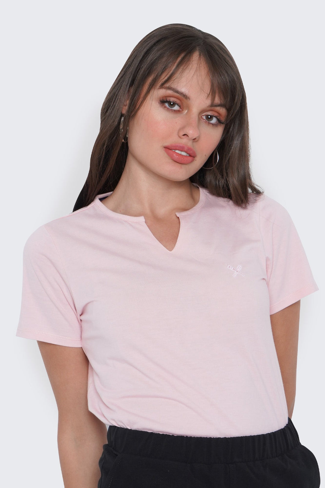 Round Split Neckline T-Shirt