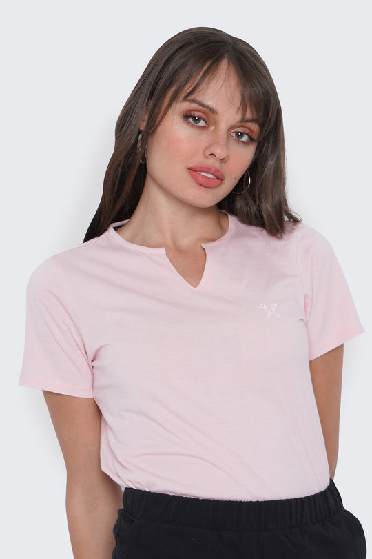 Round Split Neckline T-Shirt