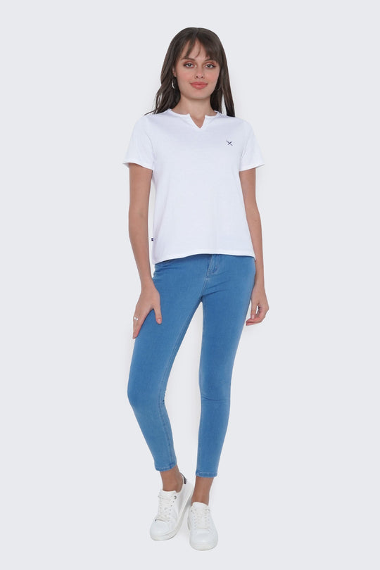Round Split Neckline T-Shirt