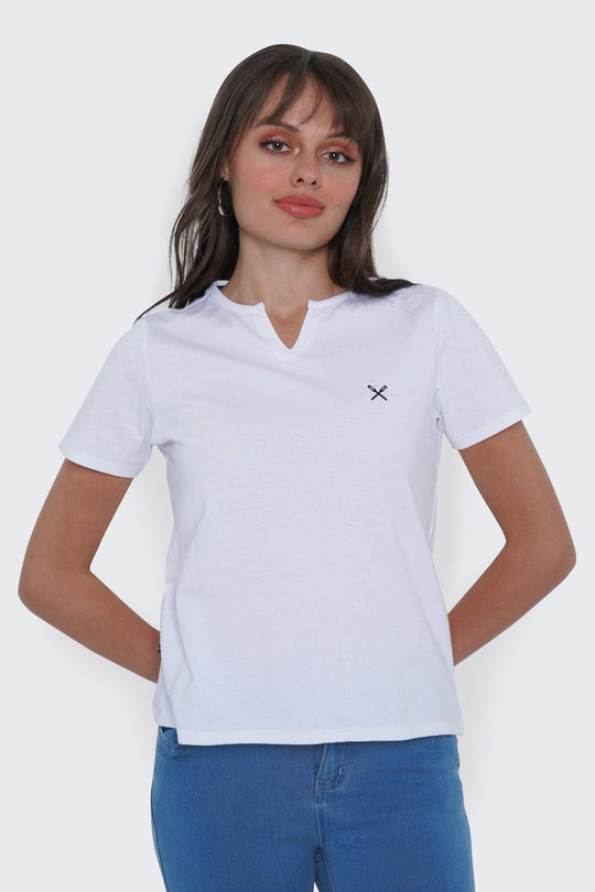 Round Split Neckline T-Shirt