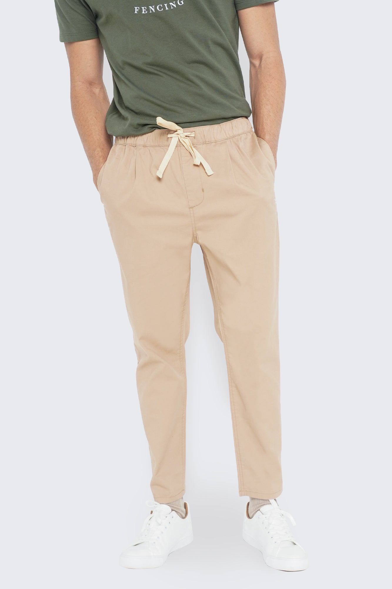 Slim Fit Woven Drawstring Trousers