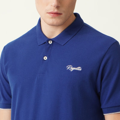 Polo Pique with Contrast Color Placket and Sleeve Tipping