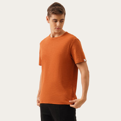 Regular Fit Round Neck T-Shirt In Textured Fabric