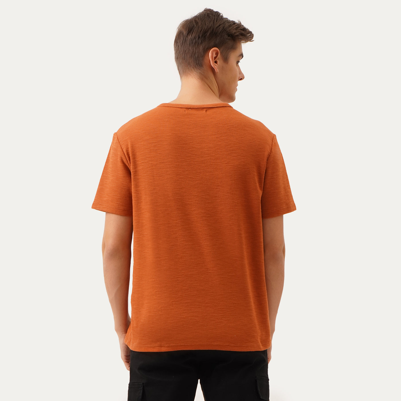Regular Fit Round Neck T-Shirt In Textured Fabric