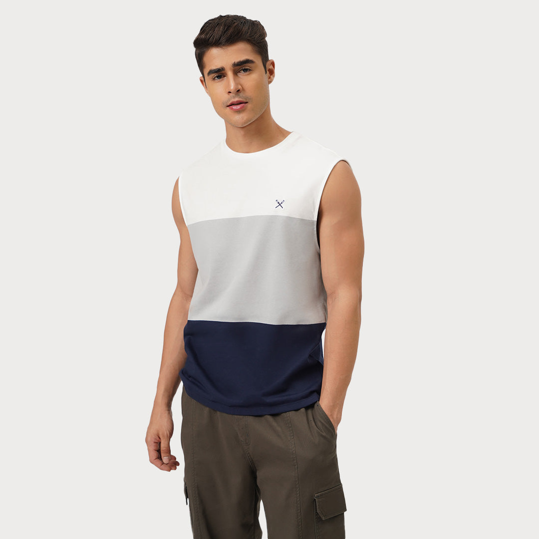 Regular Fit Round Neck T-Shirt With Contrast Panels