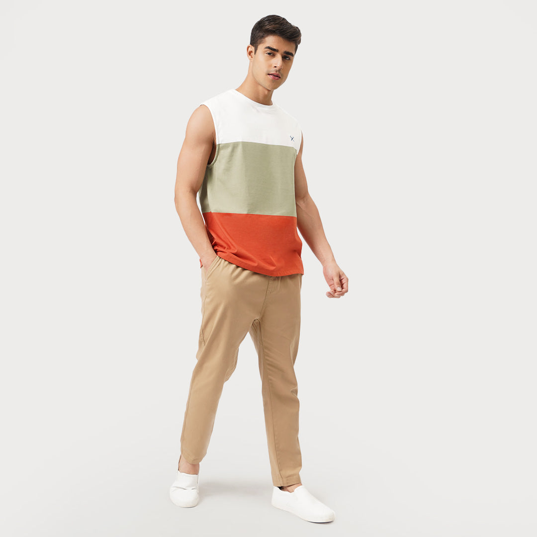 Regular Fit Round Neck T-Shirt With Contrast Panels