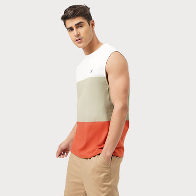 Regular Fit Round Neck T-Shirt With Contrast Panels