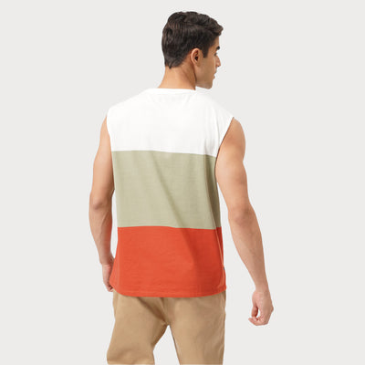 Regular Fit Round Neck T-Shirt With Contrast Panels