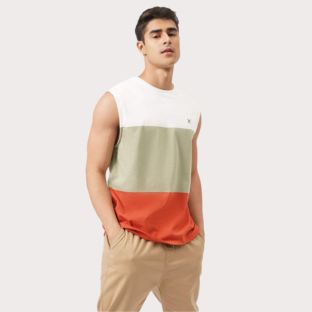Regular Fit Round Neck T-Shirt With Contrast Panels