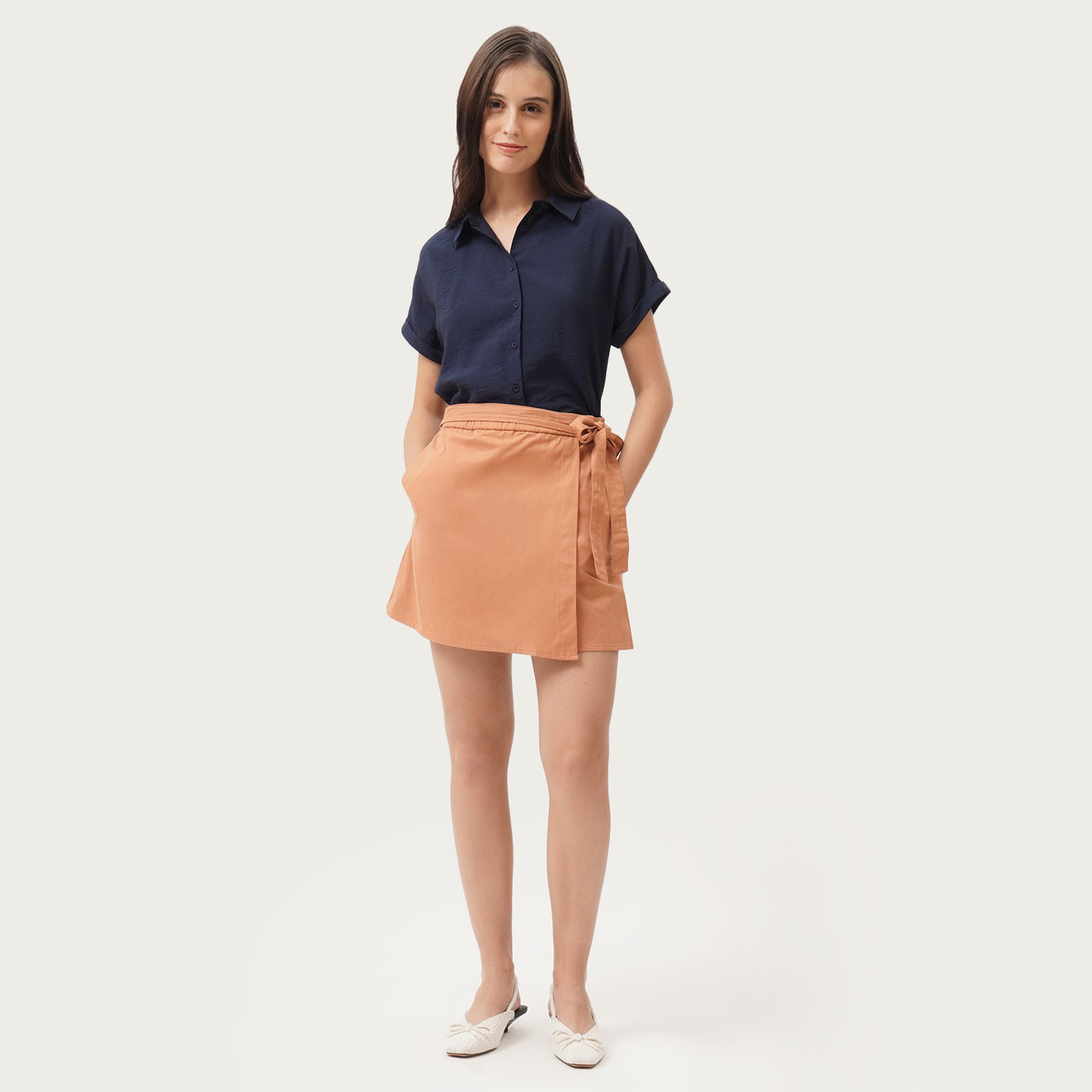Overlap Skirt with Tie Detail