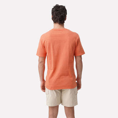 Round Neck Tee In Jacquard Stripes