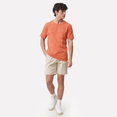 Round Neck Tee In Jacquard Stripes
