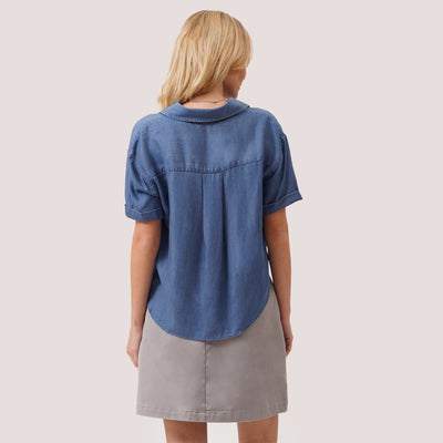 Short Sleeves Cropped Button Down Shirt