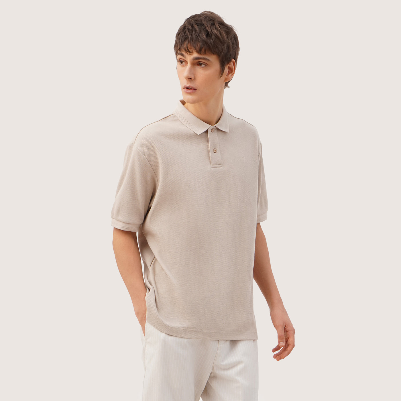 Relaxed Fit Polo In Micro Waffle