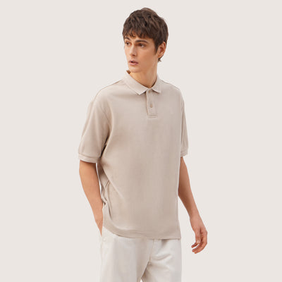 Relaxed Fit Polo In Micro Waffle