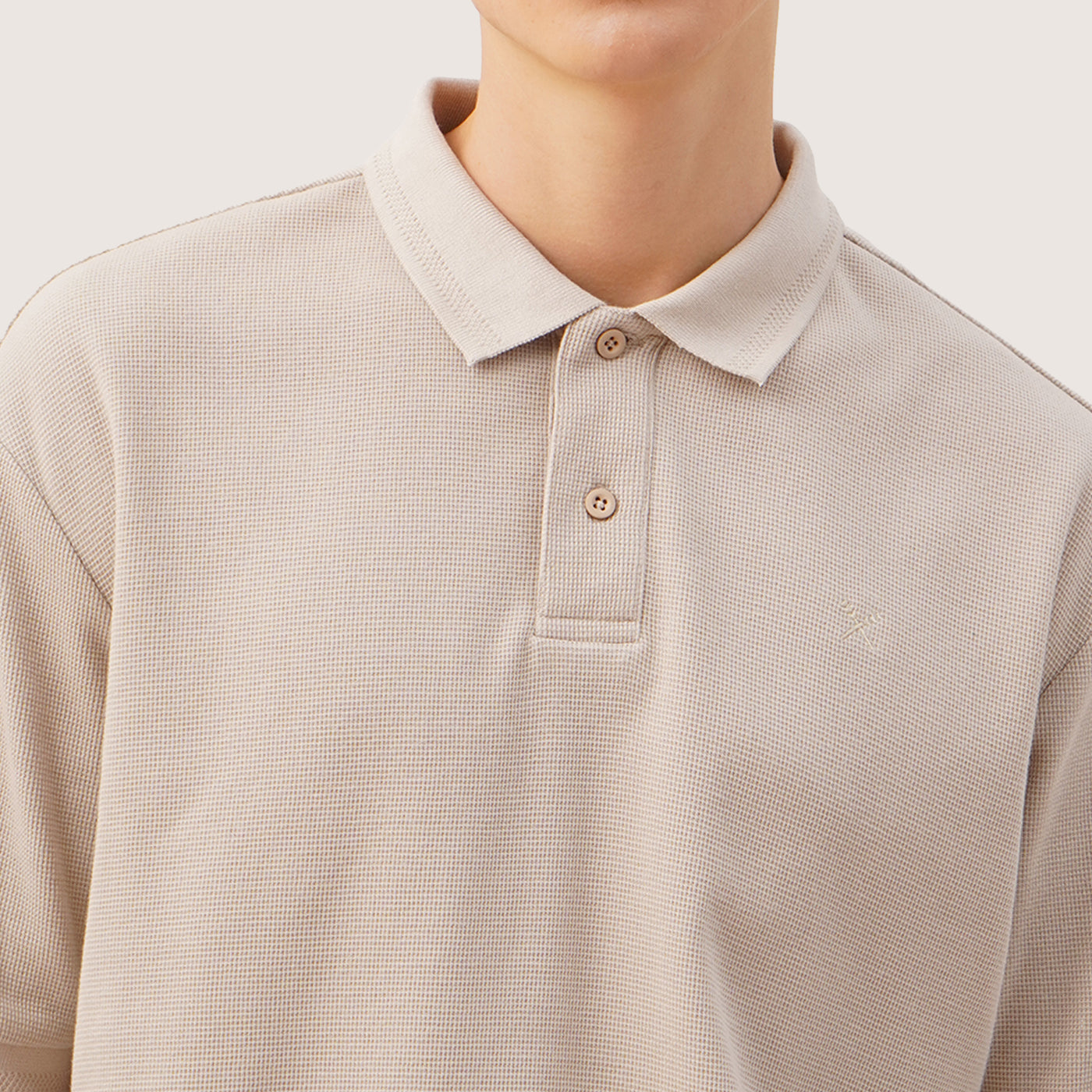 Relaxed Fit Polo In Micro Waffle