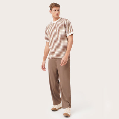 Textured Knit Relaxed Fit Striped T-Shirt