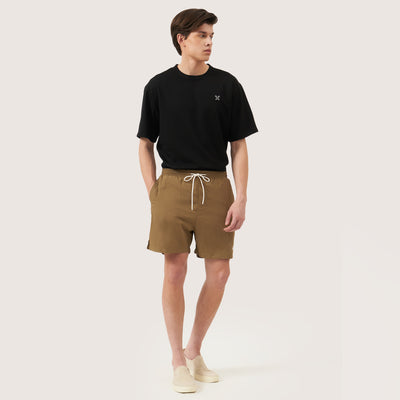 Nylon Hybrid Shorts with Hem Branding and Contrast Color Drawstring