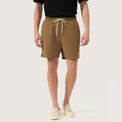 Nylon Hybrid Shorts with Hem Branding and Contrast Color Drawstring