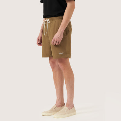 Nylon Hybrid Shorts with Hem Branding and Contrast Color Drawstring