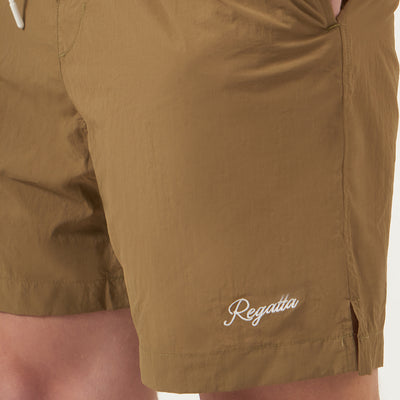 Nylon Hybrid Shorts With Hem Branding and Contrast Color Drawstring