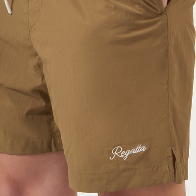 Nylon Hybrid Shorts with Hem Branding and Contrast Color Drawstring