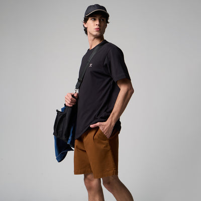 Gartered Twill Deck Shorts With Side Vents
