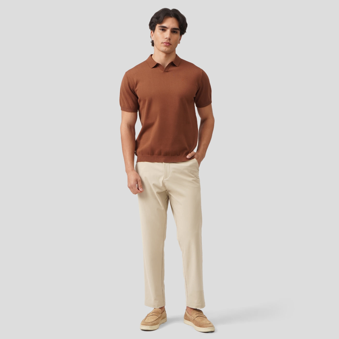 Regular Fit V-Placket Polo Shirt