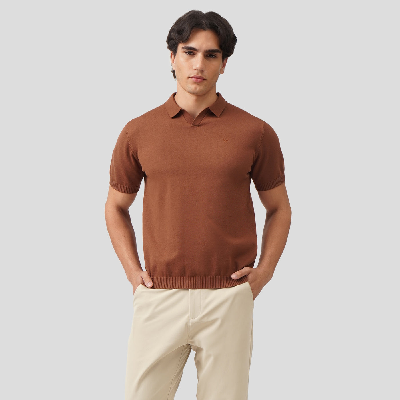 Regular Fit V-Placket Polo Shirt