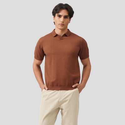 Regular Fit V-Placket Polo Shirt