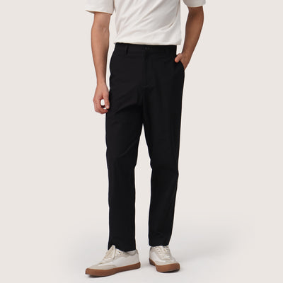 Regular Fit Twill Trousers With Straight Pockets